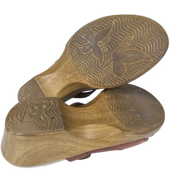 Alegria Brown Leather Cognac Slingback Clogs Mary Jane Tarah Sandal Womens 37/7 - Picture 7 of 16